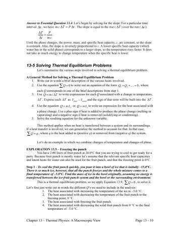 Section 13-5: Solving Thermal Equilibrium Problems - WebAssign