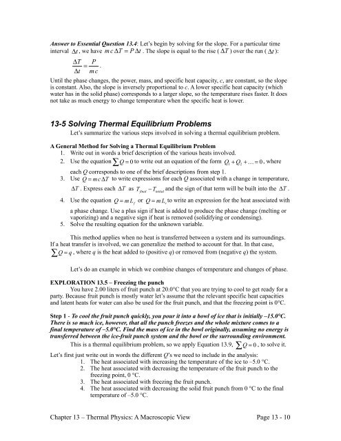 Section 13-5: Solving Thermal Equilibrium Problems - WebAssign