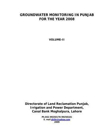 LHR WL2007-2008 - Irrigation & Power Department, Punjab