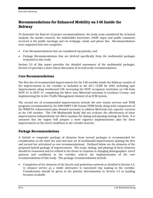 I-66 Multimodal Study Final Report - Virginia Department of ...