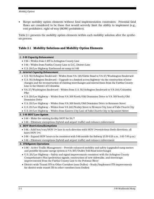 I-66 Multimodal Study Final Report - Virginia Department of ...