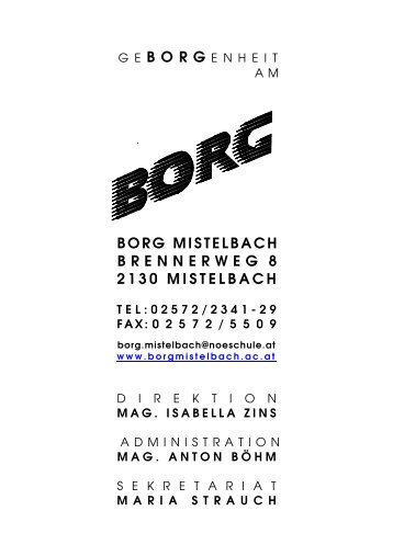 BORG MISTELBACH BRENNERWEG 8 2130 MISTELBACH