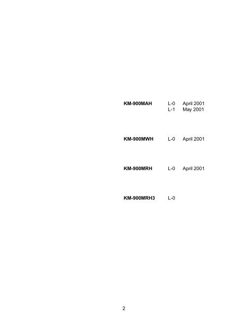 KM-900MAH KM-900MWH KM-900MRH KM-900MRH3 - Hoshizaki ...