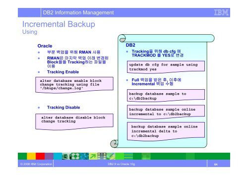 DB2 9 vs Oracle 10g Admin. Technology - IBM