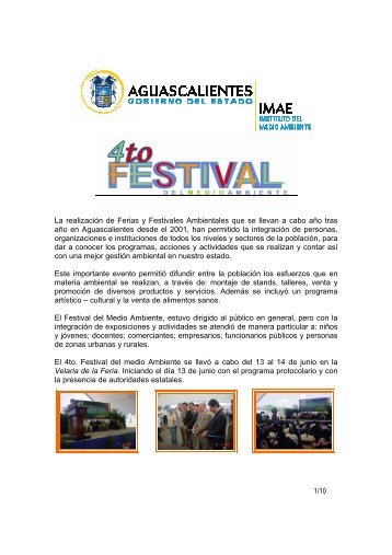 1/10 La realizaciÃ³n de Ferias y Festivales Ambientales que se ...