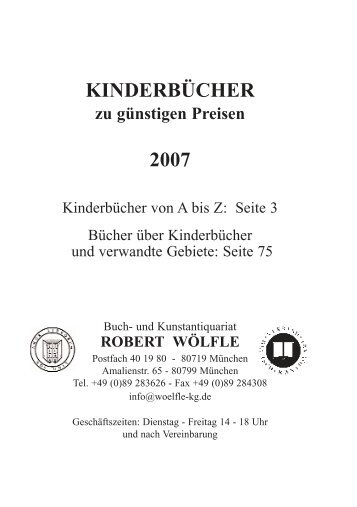 KINDERBÃœCHER 2007 - Antiquariat Robert WÃ¶lfle