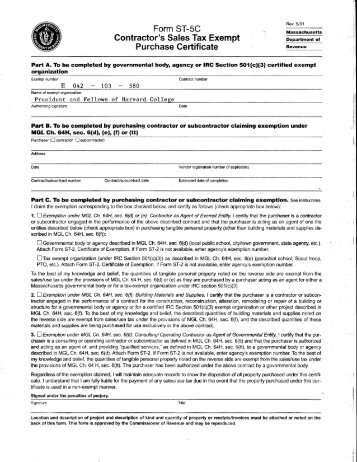 Contractor's Sales Tax Exempt Purchase Certificate - Intranet