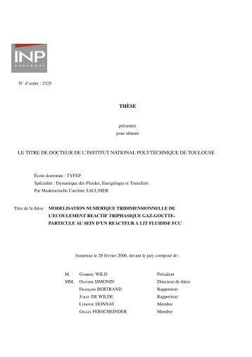 ModÃ©lisation numÃ©rique tridimensionnelle de l'Ã©coulement rÃ©actif ...