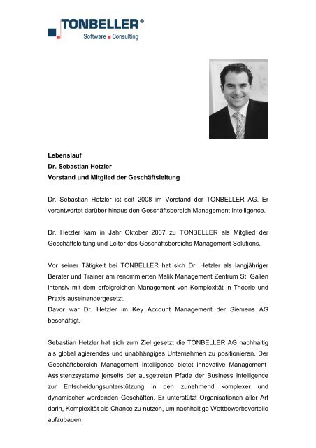 Dr. Sebastian Hetzler - Tonbeller AG