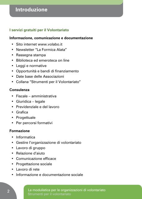 La modulistica per le organizzazioni di volontariato - Volabo