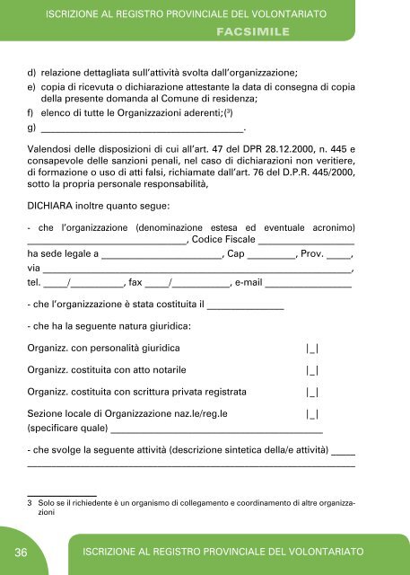 La modulistica per le organizzazioni di volontariato - Volabo