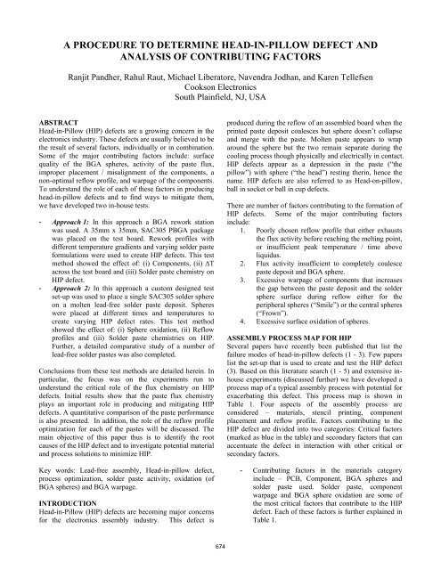 a procedure to determine head-in-pillow defect - Alpha
