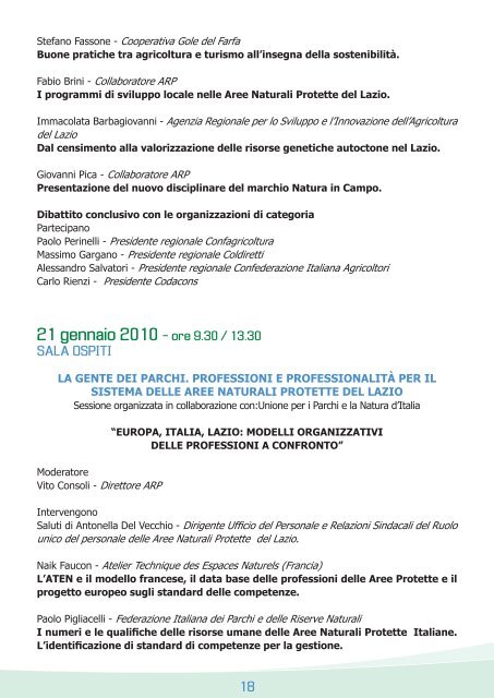 Programma dei lavori - Parchi e Riserve naturali del Lazio