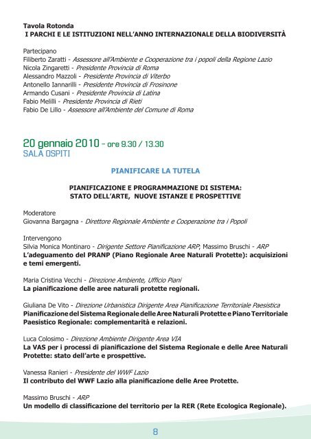 Programma dei lavori - Parchi e Riserve naturali del Lazio