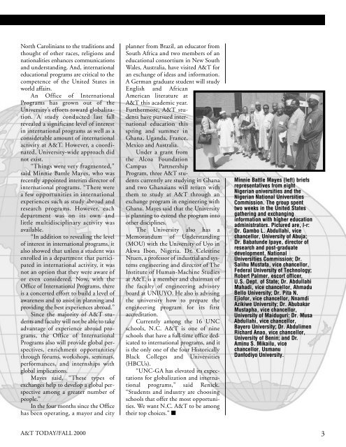 In This Issue In This Issue - North Carolina Agricultural and ...