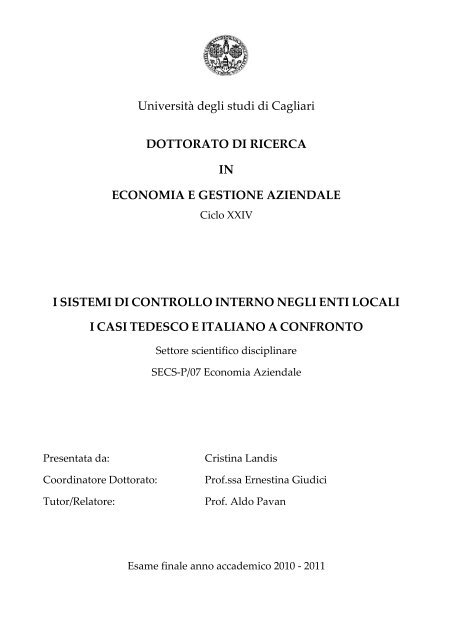 Tesi di dottorato - UniCA Eprints - UniversitÃ  degli studi di Cagliari.