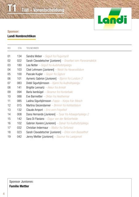 WM–Qualifikation Programmheft mit Startliste - Niederfeld