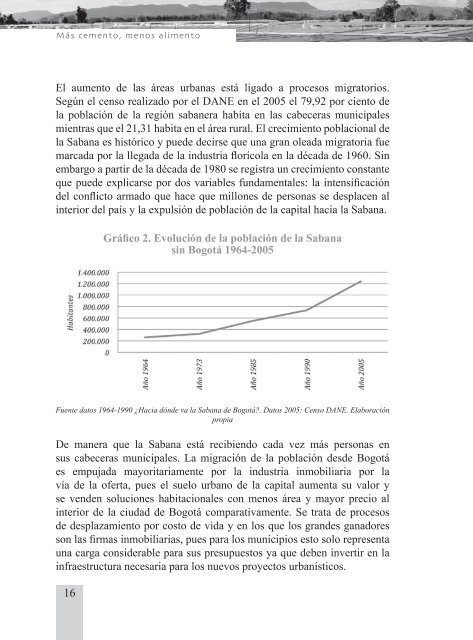 Mas cemento, Menos alimento. Informe digital