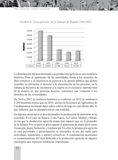 Mas cemento, Menos alimento. Informe digital