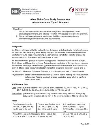 Allen Blake Case Study Answer Key - National Kidney Disease ...