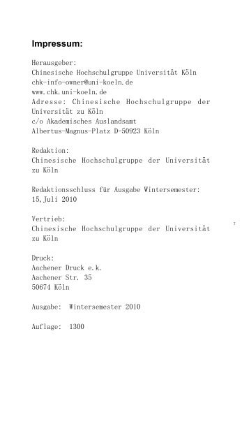 Katalog - China - Universität zu Köln