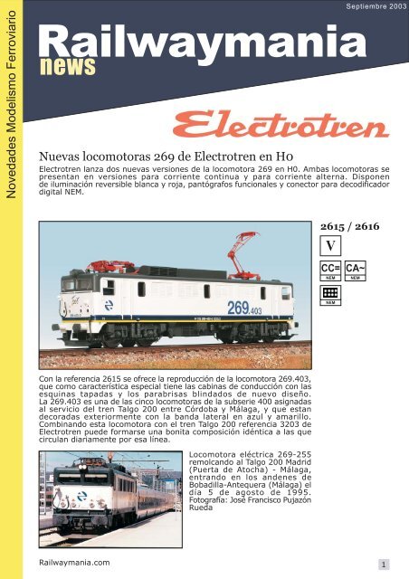 Novedades Electrotren Septiembre 2003 - Railwaymania.com