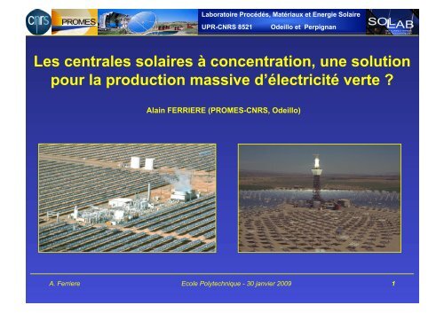 Les centrales solaires à concentration (pdf 20,9 Mo) - Ecole ...