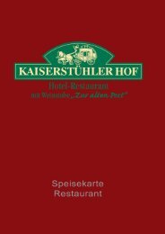 Speisekarte Restaurant - Kaiserstuehler Hof Breisach