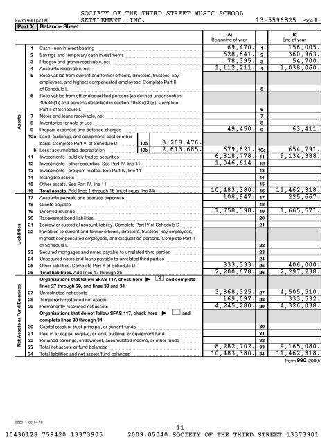 2009 - Third Street Music School Settlement