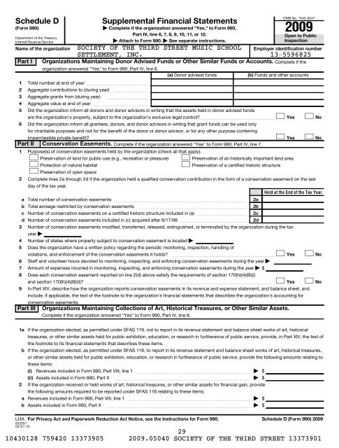 2009 - Third Street Music School Settlement