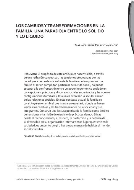 los cambios y transformaciones en la familia. una paradoja entre lo ...