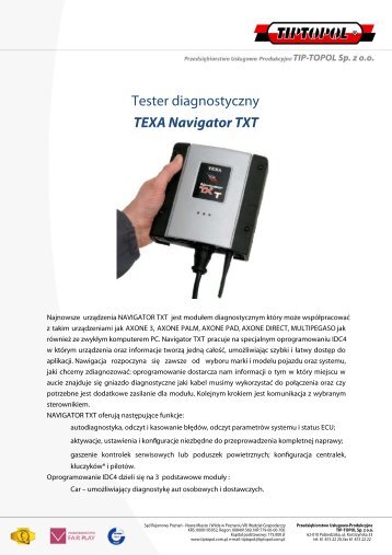 Tester diagnostyczny TEXA Navigator TXT - Tiptopol