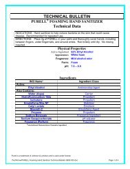 PURELL Foaming Hand Sanitizer, Technical Bulletin - Parish ...