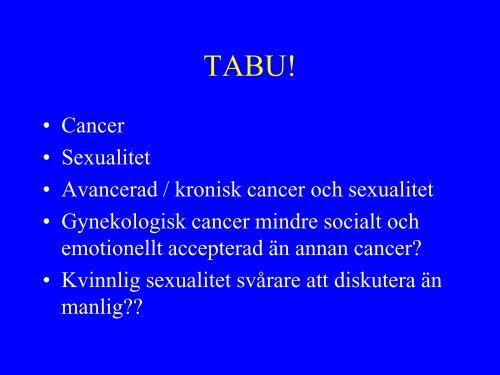 Sexualitet och cancer - SFOG