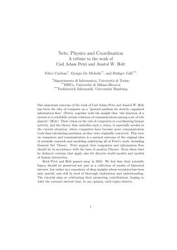 Nets, Physics and Coordination - Models of Concurrency ...