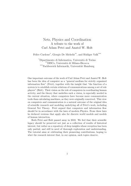 Nets, Physics and Coordination - Models of Concurrency ...