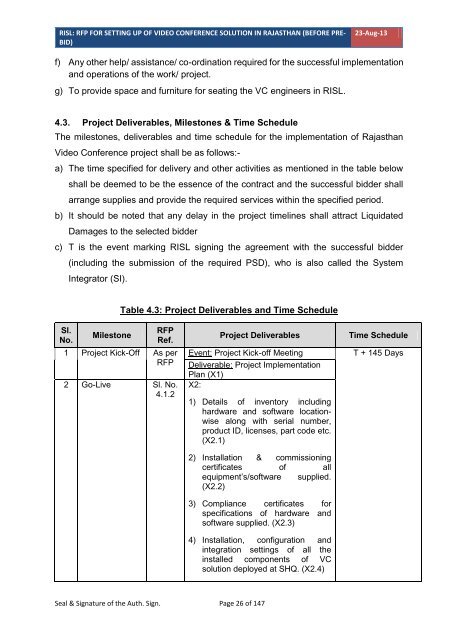 RFP (Before Pre-Bid) - RISL - Government of Rajasthan