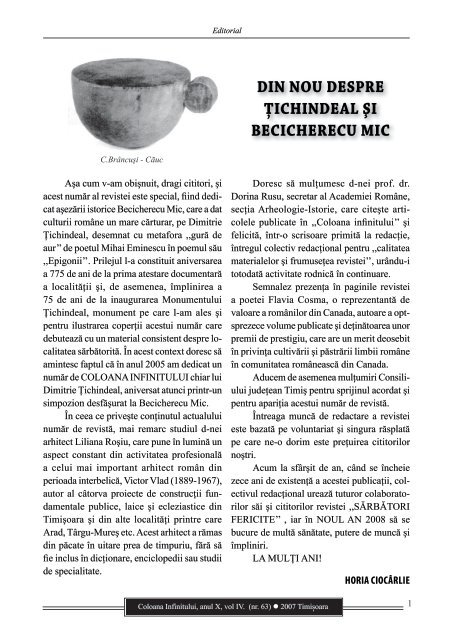 Revista Coloana Infinitului nr. 63 - Brancusi