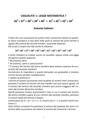 Antonio Salmeri, CasualitÃ  o legge matematica. - Euclide. Giornale ...