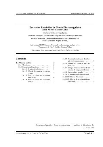 Exercıcios Resolvidos de Teoria Eletromagnética Conte´udo