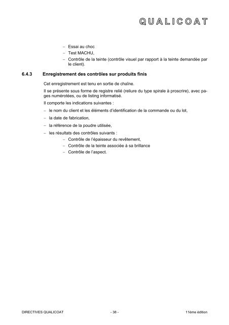 DIRECTIVES QUALICOAT