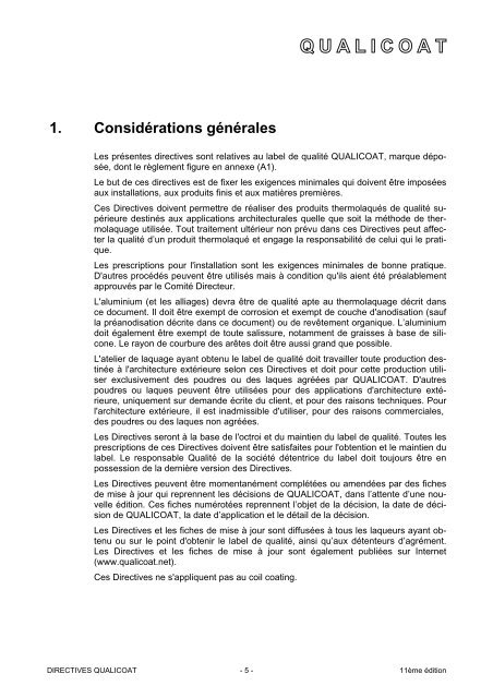 DIRECTIVES QUALICOAT