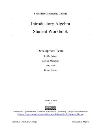 Introductory Algebra Student Workbook - Scottsdale Community ...