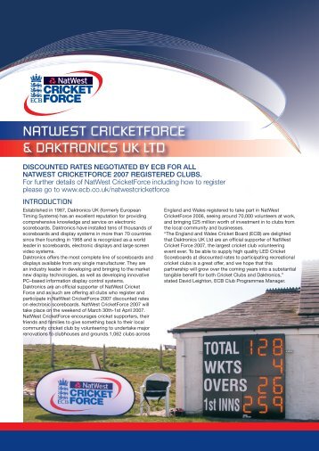 Daktronics 4pp.indd - Ecb - England and Wales Cricket Board
