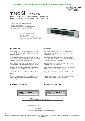 mitex SI VFC 2 x 40 - Metrix Electronics Ltd