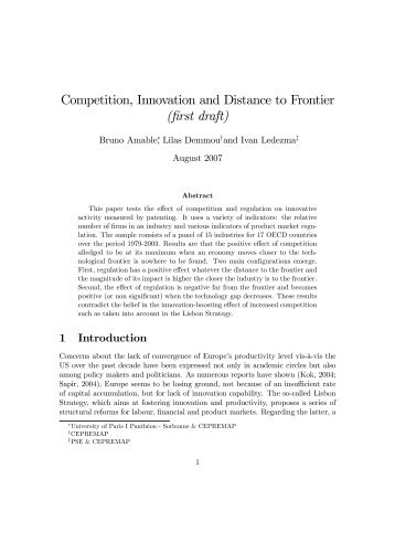 Competition, Innovation and Distance to Frontier ... - Jourdan.ens.fr