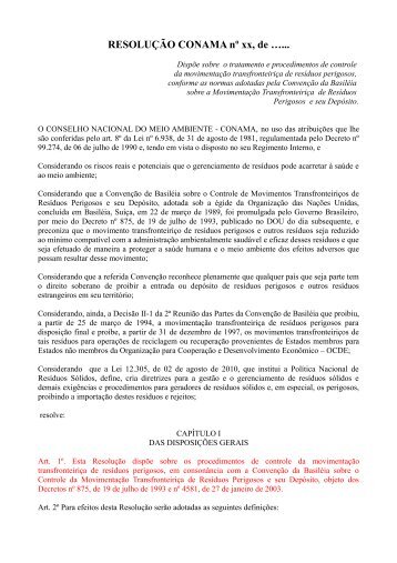 RESOLUÇÃO CONAMA nº xx, de … - Ministério do Meio Ambiente
