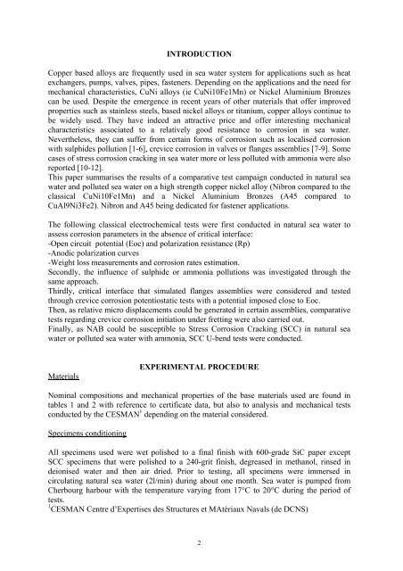 Corrosion behaviour of copper alloys in natural sea water and ...