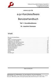 Teil 1: Grundfunktionen Dr. Joachim Granzow - a-Jur-Kanzleisoftware