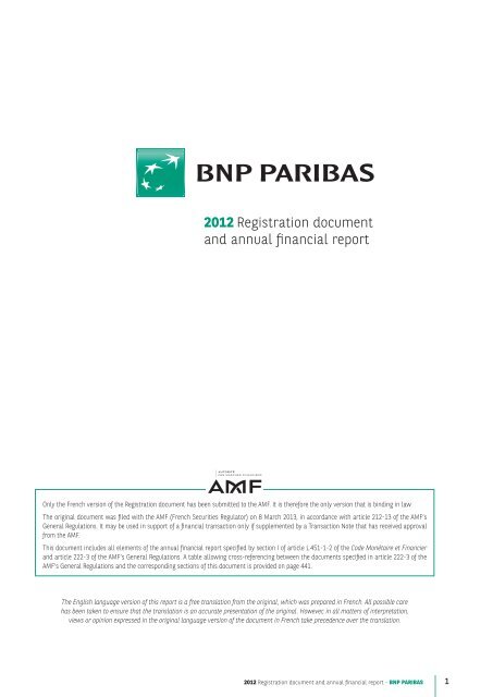 2012 Registration document and annual financial report - BNP Paribas